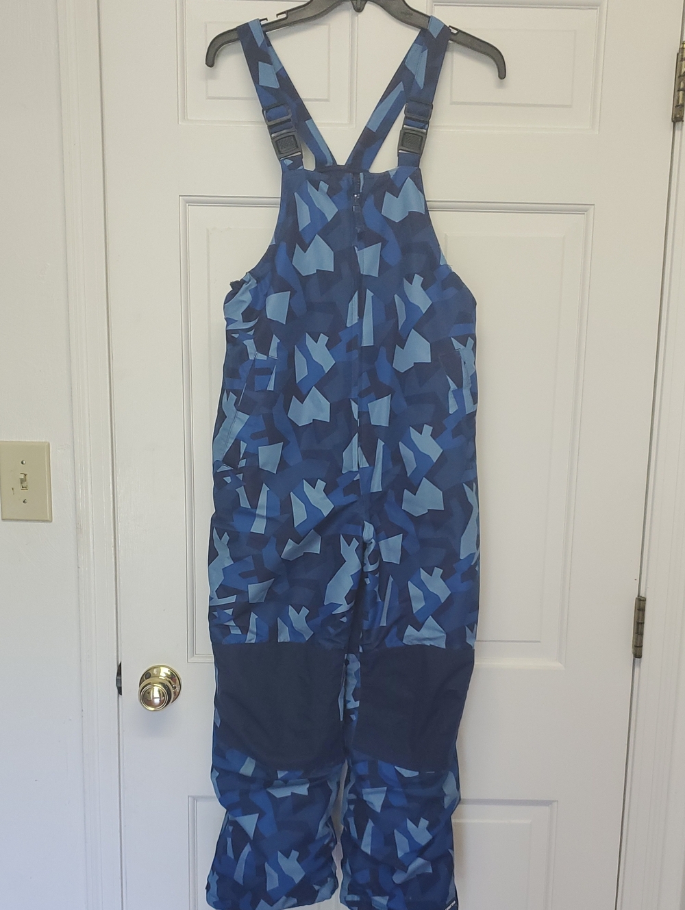 LANDS END Kids Blue Camo Snow Bib Overalls Size 10 Husky